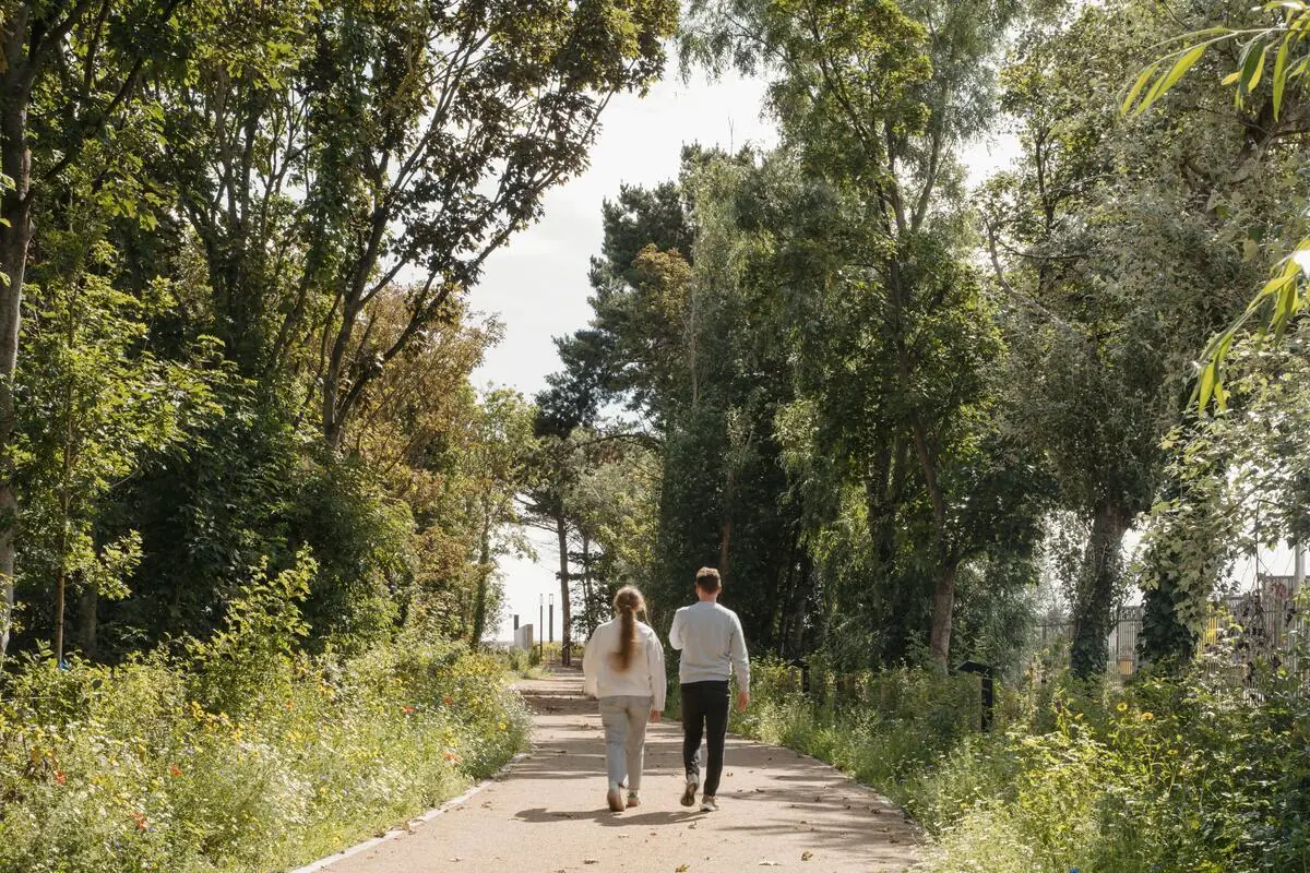 Friends walking the Dublin Port Greenway