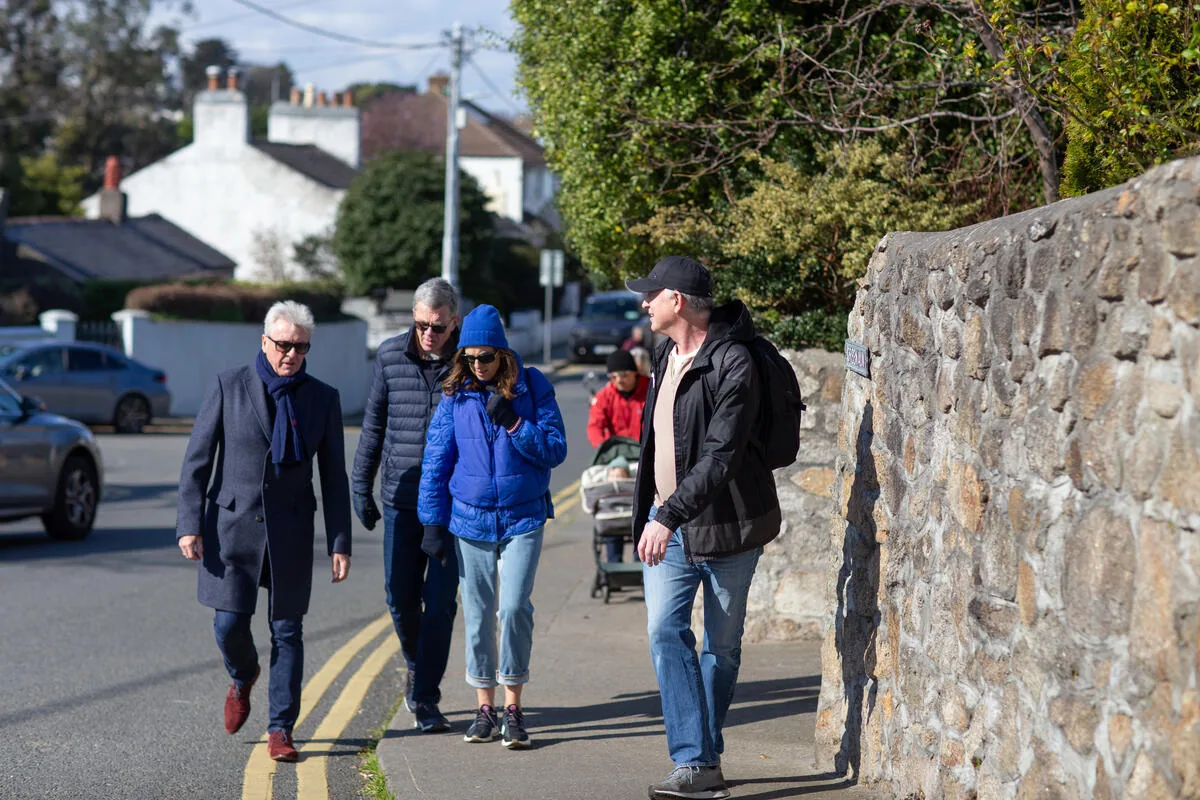A small group on a guided walk